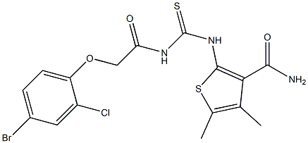 2-[({[2-(4-bromo-2-chlorophenoxy)acetyl]amino}carbothioyl)amino]-4,5-dimethyl-3-thiophenecarboxamide Structure