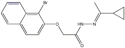 2-[(1-bromo-2-naphthyl)oxy]-N'-[(E)-1-cyclopropylethylidene]acetohydrazide,,结构式