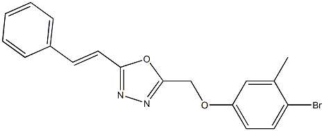 4-bromo-3-methylphenyl {5-[(E)-2-phenylethenyl]-1,3,4-oxadiazol-2-yl}methyl ether Structure