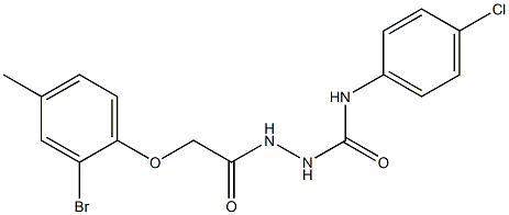 2-[2-(2-bromo-4-methylphenoxy)acetyl]-N-(4-chlorophenyl)-1-hydrazinecarboxamide Structure