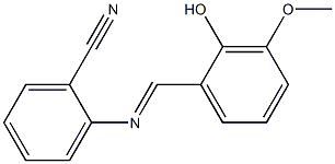 2-{[(E)-(2-hydroxy-3-methoxyphenyl)methylidene]amino}benzonitrile Struktur