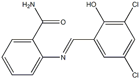 2-{[(E)-(3,5-dichloro-2-hydroxyphenyl)methylidene]amino}benzamide,,结构式