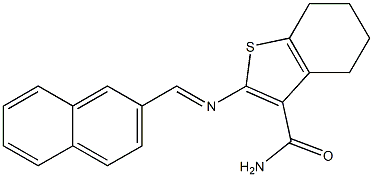 2-{[(E)-2-naphthylmethylidene]amino}-4,5,6,7-tetrahydro-1-benzothiophene-3-carboxamide,,结构式