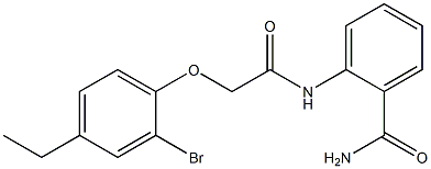 2-{[2-(2-bromo-4-ethylphenoxy)acetyl]amino}benzamide,,结构式
