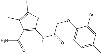 2-{[2-(2-bromo-4-methylphenoxy)acetyl]amino}-4,5-dimethyl-3-thiophenecarboxamide 结构式