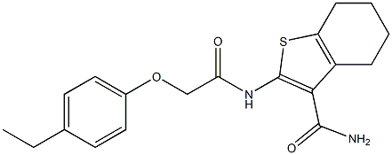 2-{[2-(4-ethylphenoxy)acetyl]amino}-4,5,6,7-tetrahydro-1-benzothiophene-3-carboxamide Struktur