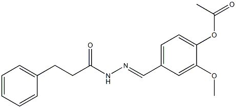 2-methoxy-4-{[(E)-2-(3-phenylpropanoyl)hydrazono]methyl}phenyl acetate,,结构式