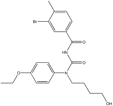 N'-(3-bromo-4-methylbenzoyl)-N-(4-ethoxyphenyl)-N-(4-hydroxybutyl)urea 化学構造式