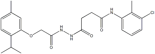 N-(3-chloro-2-methylphenyl)-4-{2-[2-(2-isopropyl-5-methylphenoxy)acetyl]hydrazino}-4-oxobutanamide,,结构式