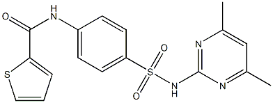 N-(4-{[(4,6-dimethyl-2-pyrimidinyl)amino]sulfonyl}phenyl)-2-thiophenecarboxamide 化学構造式