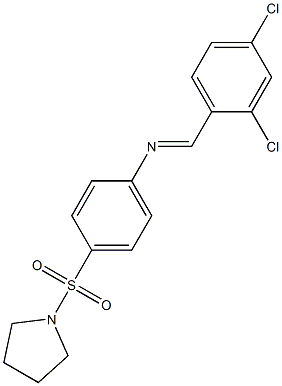 N-[(E)-(2,4-dichlorophenyl)methylidene]-N-[4-(1-pyrrolidinylsulfonyl)phenyl]amine,,结构式