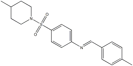 N-[(E)-(4-methylphenyl)methylidene]-N-{4-[(4-methyl-1-piperidinyl)sulfonyl]phenyl}amine 化学構造式