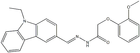 N'-[(E)-(9-ethyl-9H-carbazol-3-yl)methylidene]-2-(2-methoxyphenoxy)acetohydrazide 化学構造式