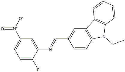 N-[(E)-(9-ethyl-9H-carbazol-3-yl)methylidene]-N-(2-fluoro-5-nitrophenyl)amine Struktur