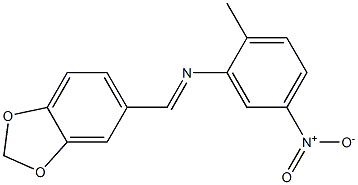 N-[(E)-1,3-benzodioxol-5-ylmethylidene]-N-(2-methyl-5-nitrophenyl)amine Structure