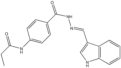 N-[4-({2-[(E)-1H-indol-3-ylmethylidene]hydrazino}carbonyl)phenyl]propanamide Structure