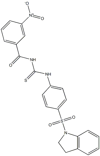 N-[4-(2,3-dihydro-1H-indol-1-ylsulfonyl)phenyl]-N'-(3-nitrobenzoyl)thiourea,,结构式