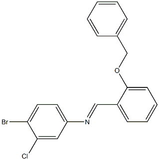 N-{(E)-[2-(benzyloxy)phenyl]methylidene}-N-(4-bromo-3-chlorophenyl)amine 化学構造式