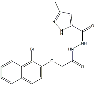 N'-{2-[(1-bromo-2-naphthyl)oxy]acetyl}-3-methyl-1H-pyrazole-5-carbohydrazide Struktur