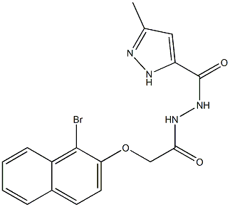 N'-{2-[(1-bromo-2-naphthyl)oxy]acetyl}-3-methyl-1H-pyrazole-5-carbohydrazide Structure