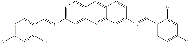 N-[(E)-(2,4-dichlorophenyl)methylidene]-N-(6-{[(E)-(2,4-dichlorophenyl)methylidene]amino}-3-acridinyl)amine,,结构式