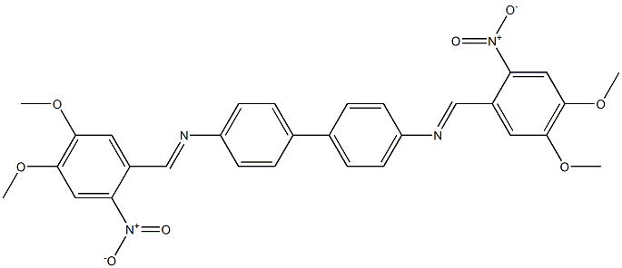 N-[(E)-(4,5-dimethoxy-2-nitrophenyl)methylidene]-N-(4'-{[(E)-(4,5-dimethoxy-2-nitrophenyl)methylidene]amino}[1,1'-biphenyl]-4-yl)amine Struktur