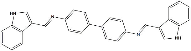 N-[(E)-1H-indol-3-ylmethylidene]-N-(4'-{[(E)-1H-indol-3-ylmethylidene]amino}[1,1'-biphenyl]-4-yl)amine 结构式