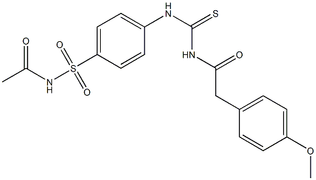 N-acetyl-4-[({[2-(4-methoxyphenyl)acetyl]amino}carbothioyl)amino]benzenesulfonamide Struktur