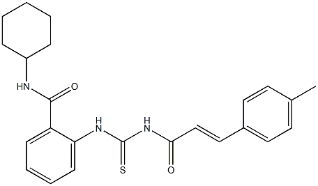 N-cyclohexyl-2-[({[(E)-3-(4-methylphenyl)-2-propenoyl]amino}carbothioyl)amino]benzamide Structure