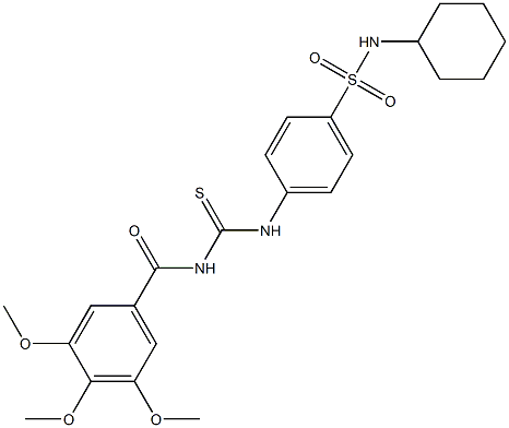 N-cyclohexyl-4-({[(3,4,5-trimethoxybenzoyl)amino]carbothioyl}amino)benzenesulfonamide,,结构式