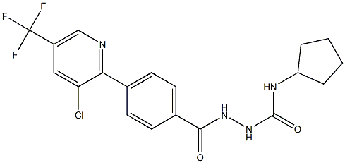 2-{4-[3-chloro-5-(trifluoromethyl)-2-pyridinyl]benzoyl}-N-cyclopentyl-1-hydrazinecarboxamide Struktur