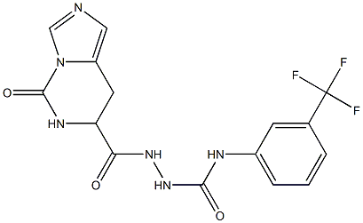 2-[(5-oxo-5,6,7,8-tetrahydroimidazo[1,5-c]pyrimidin-7-yl)carbonyl]-N-[3-(trifluoromethyl)phenyl]-1-hydrazinecarboxamide Struktur