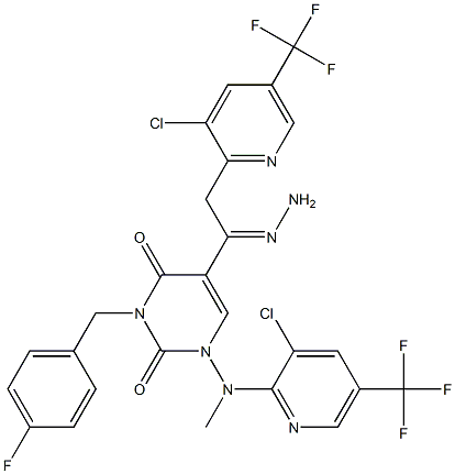  5-{2-[3-chloro-5-(trifluoromethyl)-2-pyridinyl]ethanehydrazonoyl}-1-[[3-chloro-5-(trifluoromethyl)-2-pyridinyl](methyl)amino]-3-(4-fluorobenzyl)-2,4(1H,3H)-pyrimidinedione