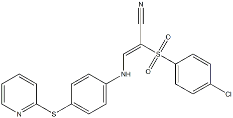 (Z)-2-[(4-chlorophenyl)sulfonyl]-3-[4-(2-pyridinylsulfanyl)anilino]-2-propenenitrile|