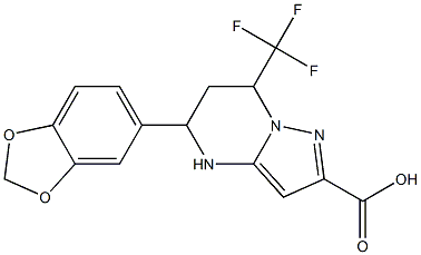 5-(1,3-benzodioxol-5-yl)-7-(trifluoromethyl)-4,5,6,7-tetrahydropyrazolo[1,5-a]pyrimidine-2-carboxylic acid 化学構造式