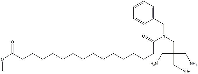 16-[N-[3-アミノ-2,2-ビス(アミノメチル)プロピル]ベンジルアミノ]-16-オキソヘキサデカン酸メチル 化学構造式
