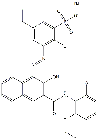 2-Chloro-5-ethyl-3-[[3-[[(2-chloro-6-ethoxyphenyl)amino]carbonyl]-2-hydroxy-1-naphtyl]azo]benzenesulfonic acid sodium salt,,结构式