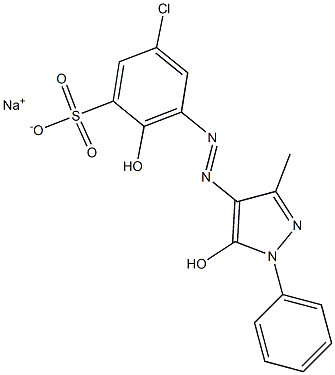 2-Hydroxy-3-(1-phenyl-3-methyl-5-hydroxy-1H-pyrazole-4-ylazo)-5-chlorobenzenesulfonic acid sodium salt 结构式