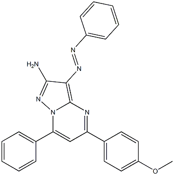 2-Amino-3-phenylazo-5-(4-methoxyphenyl)-7-phenylpyrazolo[1,5-a]pyrimidine Structure