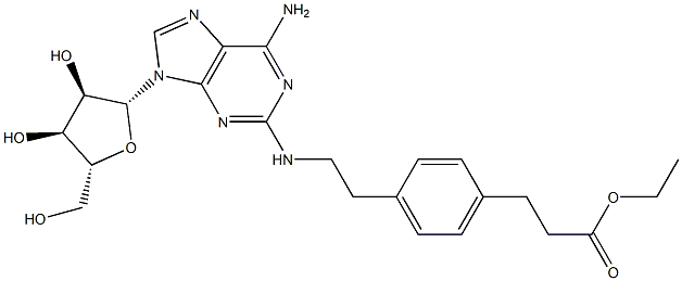 2-[2-[4-[2-(Ethoxycarbonyl)ethyl]phenyl]ethylamino]adenosine Structure