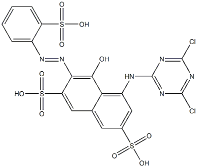 4-(4,6-Dichloro-1,3,5-triazin-2-ylamino)-5-hydroxy-6-(o-sulfophenylazo)-2,7-naphthalenedisulfonic acid 结构式