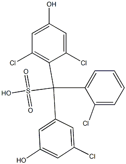 (2-Chlorophenyl)(3-chloro-5-hydroxyphenyl)(2,6-dichloro-4-hydroxyphenyl)methanesulfonic acid Struktur