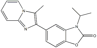 5-[3-メチル-イミダゾ[1,2-a]ピリジン-2-イル]-3-イソプロピル-ベンゾオキサゾール-2(3H)-オン 化学構造式
