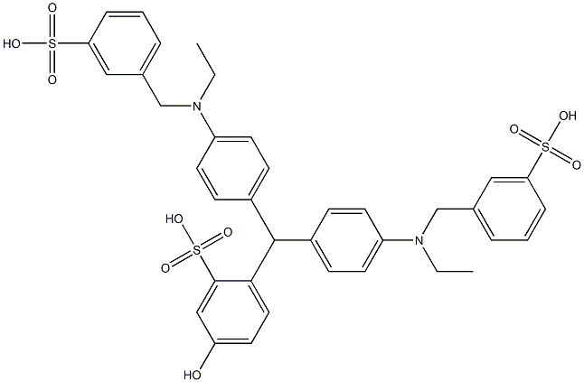 5-Hydroxy-2-[4,4'-bis(N-ethyl-3-sulfobenzylamino)benzhydryl]benzenesulfonic acid,,结构式