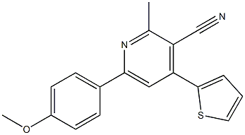 2-メチル-4-(2-チエニル)-6-(4-メトキシフェニル)ピリジン-3-カルボニトリル 化学構造式