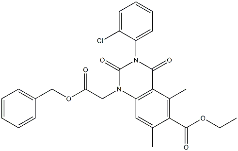 1,2,3,4-Tetrahydro-3-(2-chlorophenyl)-1-benzyloxycarbonylmethyl-5,7-dimethyl-2,4-dioxoquinazoline-6-carboxylic acid ethyl ester Structure