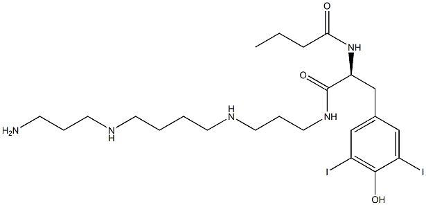 N-(3-Aminopropyl)-N'-[3-[(S)-2-butyrylamino-3-(4-hydroxy-3,5-diiodophenyl)propanoylamino]propyl]butane-1,4-diamine Struktur