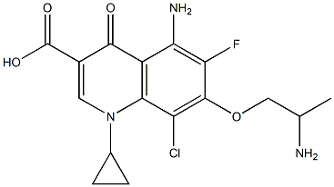 7-(2-Aminopropoxy)-8-chloro-6-fluoro-5-amino-1-cyclopropyl-1,4-dihydro-4-oxoquinoline-3-carboxylic acid,,结构式