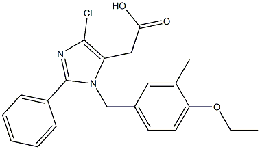 4-クロロ-1-(3-メチル-4-エトキシベンジル)-2-(フェニル)-1H-イミダゾール-5-酢酸 化学構造式