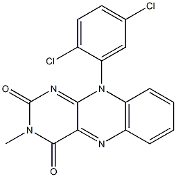 3-メチル-10-(2,5-ジクロロフェニル)ピリミド[4,5-b]キノキサリン-2,4(3H,10H)-ジオン 化学構造式